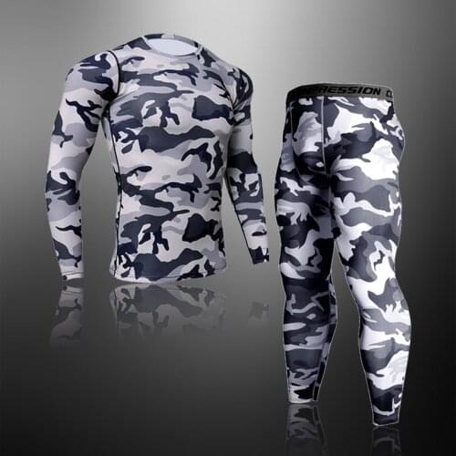 Quick Dry Camouflage Mens Running Sets Compression Sports Suits Skinny Tights Clothes Gym Rashguard Fitness Sportswear Men 2021