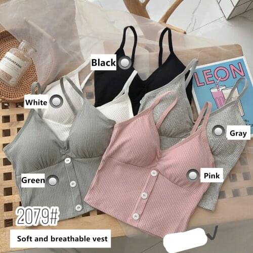 Button Vest Women Solid Sports Bra Cotton Sports Bra Girl Underwear Fitness Running Sports Bras Women Push Up Yoga Sport Tops