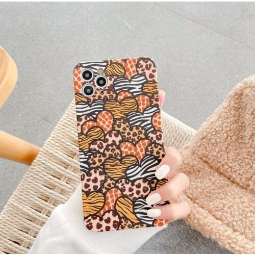 Retro sweet girls Leopard art bracket Phone Case for iPhone 12 11 Pro Max Xr Xs Max 7 8 Plus 12 mini 7Plus case Cute Soft cover