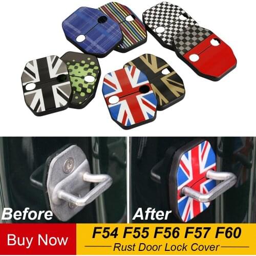 2pcs Union Jack Car Door Rust Resistant Door Lock Buckle Cover Hardware Case For Mini Cooper S F54 F55 F56 F60 Car Accessories