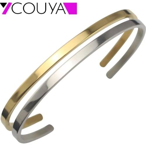 Fashion Elegance Style Stainless Steel Simple Customizable Bangles Gold Bangles for Women Charm 3MM Width Bracelet Bangle