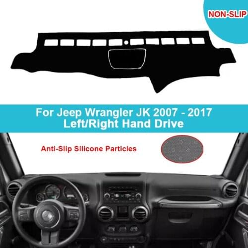 Flannel Suede Polyester Car Dashboard Cover For Jeep Wrangler JK 2007 - 2017 Carpet Cape Protector Car Accessories 2016 2015