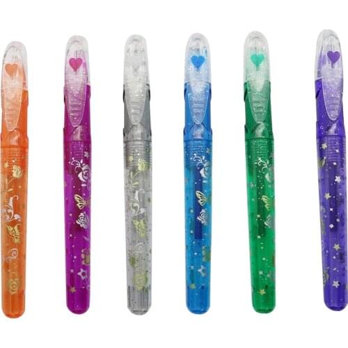 6 pcs / sets Color Tattoos Fluorescence Gel pen Color Brush Child Graffiti Toy Painting Stationery Novelty Birthday Present