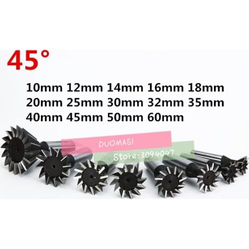 1PCS 45 Degree HSS Dovetail Cutter End Mill Milling 10mm 12mm 14mm 16mm 18mm 20mm 25mm 30mm 32mm 35mm 40mm 45mm 50mm 60mm