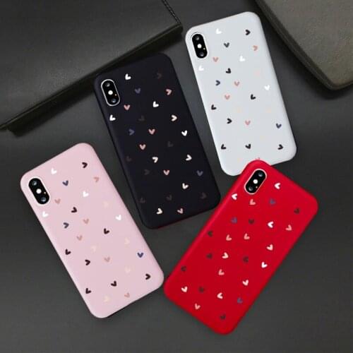 GYKZ Cute Love Heart Phone Case For iPhone X XR 11 Pro XS MAX 7 6 6s 8 Plus Candy Color Soft Silicone Back Cover TPU Shell Coque