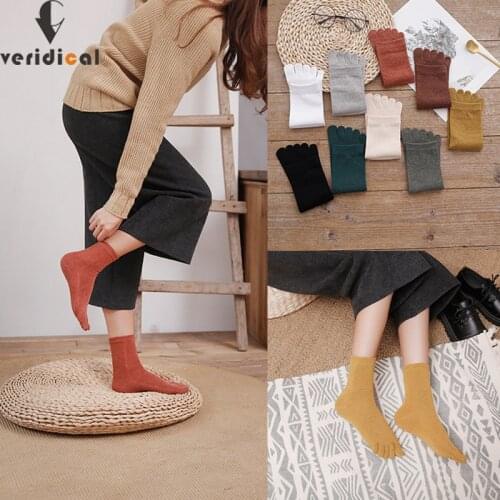 Cotton Five Finger Short Socks For Woman Girl Anti-Bacterial Breathable Colorful Soft Elastic Harajuku Socks With Toes Hot Sell
