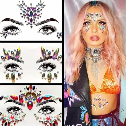 Crystal Eye Tatoo Sticker Flash Face Gem Jewelry Decoration For Party Show Stage Forehead Eyebrow Eye Accessories Cosmetic Paste