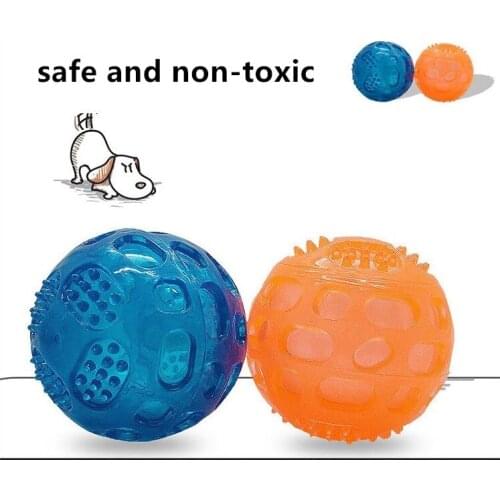 Pet Dog Toy Ball Safety Non-toxic Bite Resistant Bouncy Elastic Ball Molar Teddy Retriever Puppy Size Dog Pet Supplies Golden