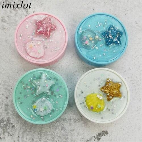 Imixlot New Bohemia Fresh Style Portable Contact Lens Case Epoxy Starfish Shells Shine Round Eyes Care Kit Holder Storage