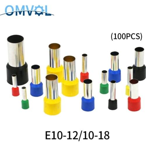 100PCS/lot E10-12 E10-18 Insulated Ferrules Terminal 10MM2 Cable WireConnector Insulating Crimp Terminal Connect