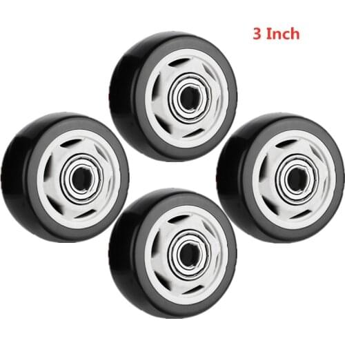 4 Pcs/Lot 3 Inch Black Single Caster PVC Gold Diamond Wheel Wear-Resistant Silent Universal Accessories Pulley