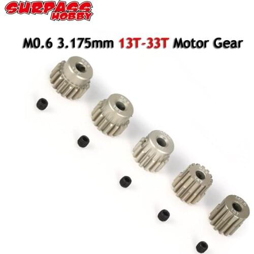 2Pcs M0.6 3.175mm 13T 14T 15T 16T 17T 18T 19T 20T 21T 22T 23T 24T 25T 26T 27T-33T Metal Pinion Motor Gear for RC 1/8 1/10 Car
