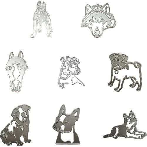Dog Horse Metal Cutting Dies Stencil Scrapbooking DIY Album Stamp Paper Card Embossing Decoration Craft