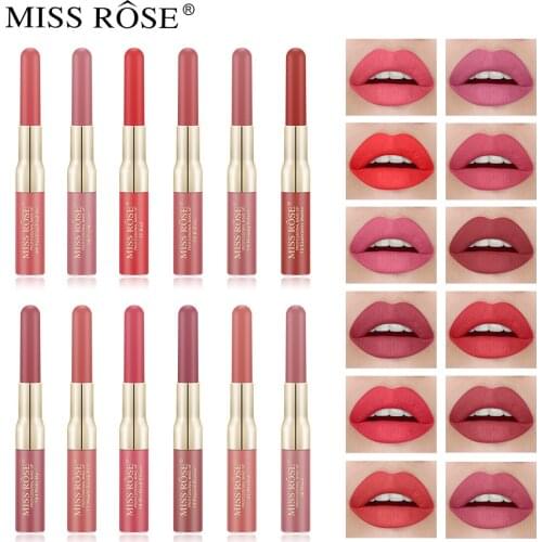 Miss Rose 12pcs/lot Matte Lipstick Lips Pencil Makeup Set Long-lasting Liquid Lipsticks Lip Goss Lipkit Batom Welcome wholesale