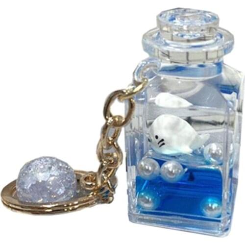Fashion Stereo key Ring Floating Ocean Doll Creative Water World Animal Keychain