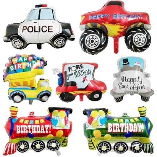 Cartoon Car Balloons Truck Car Train Foil Balloon Globos Children Gifts Birthday Party Decorations Kids balls