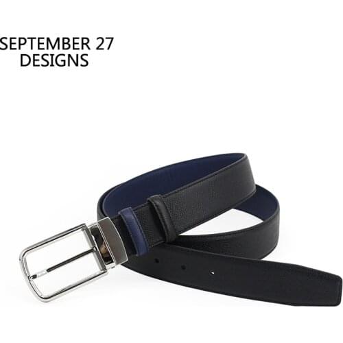 Mens Belt Genuine Leather Top Quality Luxury Stainless Steel Buckle Business Pin Buck Male Double-sided Belt 100% real Cowhide