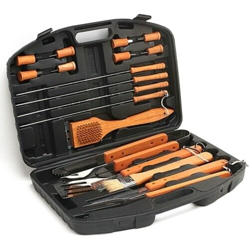 18PCS Portable Stainless Steel Barbecue Grill Accessories Tool Kit BBQ Cooking Utensil Set Barbeque with Carry Bag for Picnic