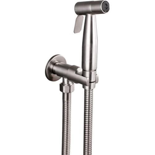 Brushed Douche Kit Hand Held Bidet Sprayer Stainless Steel Toilet Bidet faucet Shattaf Valve Jet Set Shower Head