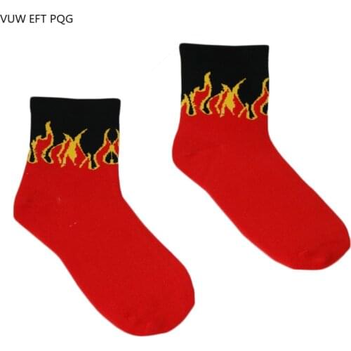 Pop style fashion Harajuku street hip hop socks unisex fun mens socks happy skateboard flame ladies socks one pair
