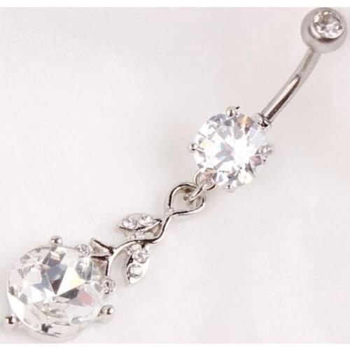 Wholesales 12pcs Clear crystal Dangle Belly Banana Ring Earring for party piercing body jewelry