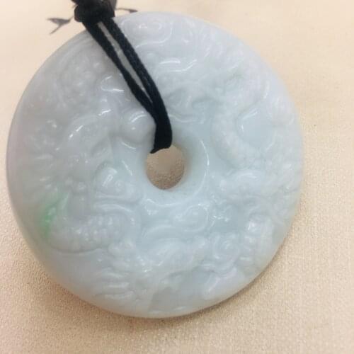 Send A-level National Certificate Natural Burmese Jadeite Carved Large Kowloon Flying Pendant Tricolor Jade Bead Necklace