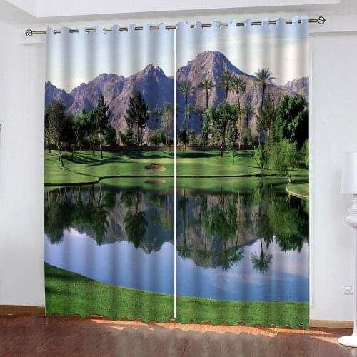 Landscape Alpine Park Small Lake Photo Printing Blackout 3D Curtains for Living Room Bedding Room Hotel Drapes Cortinas