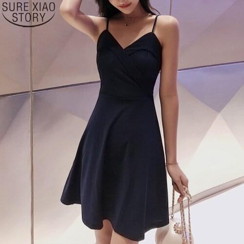 Spaghetti Strap Dress Summer Sleeveless Dresses Women Sexy V-neck Knee Dress 2021 New Ladies Dresses Vestidos Robe Mujer 13290