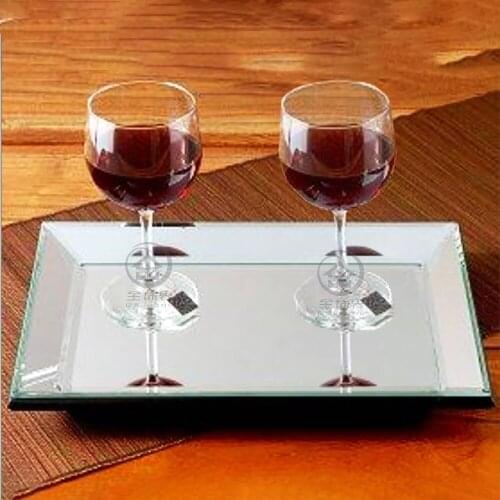 Rectangle glass mirrored tray modern makeup tray mirror wine storage tray wedding decor Large D-F0026