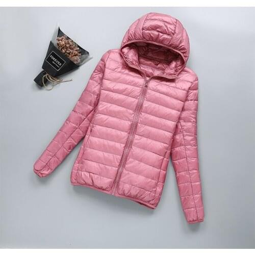 White Duck Down Zip-Up Plus-Sized Down Coats Off-Season Clearance Thin Down Jacket Women Stand Collar Hooded Loose Autumn Winter