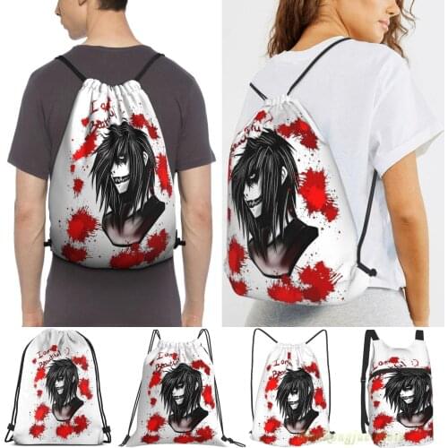 Men Sackpack Strap Bags Jeff The Killer Women Purpose Drawstring Backpacks Outdoor Travel Backpacks For Gym Training Fitness Bag
