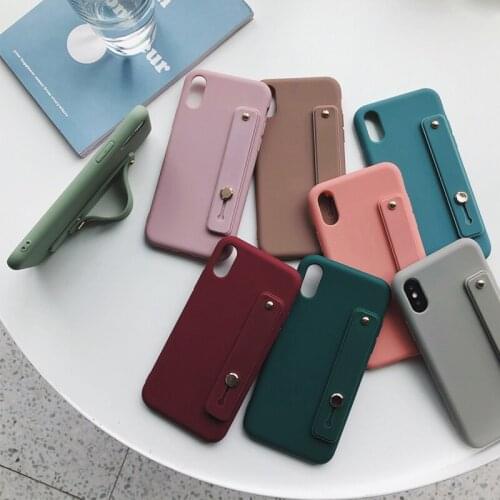 Candy Wrist strap Hand Band Silicon Case For iPhone XR X Xs max 11 Pro Max Cover For iphone 7 8 6 6s Plus Holder Stand TPU Shell