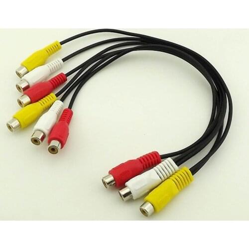 10pcs 3 RCA Female to 6 RCA Jack Splitter Composite Audio Video AV Adapter Cable 30cm