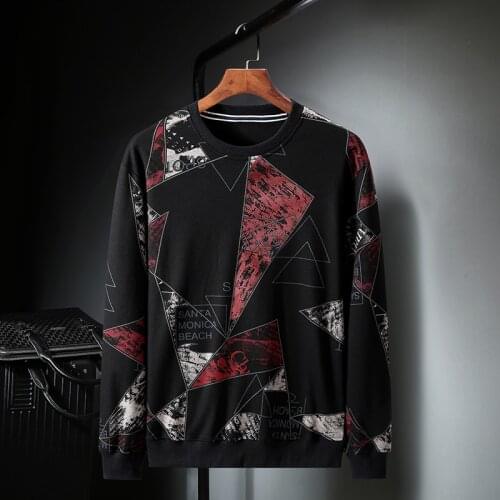 Plus size 10XL-XL 2021 Color Print Hip Hop Streetwear Sweatshirt MenS Red White Spring Autumn Casual Streetwear Clothes 2058