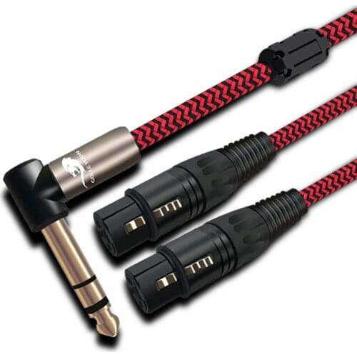 Angle Stereo 6.35mm to 2 XLR 3 Pin Female Audio Cable for Soundbox Amplifier Mixer Braided Cable 1/4" to Dual XLR 1M 2M 3M 5M 8M