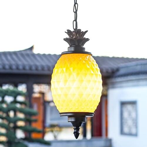 Outdoor waterproof chandelier creative pineapple aisle balcony personality outdoor grape rack aisle pavilion LED garden light