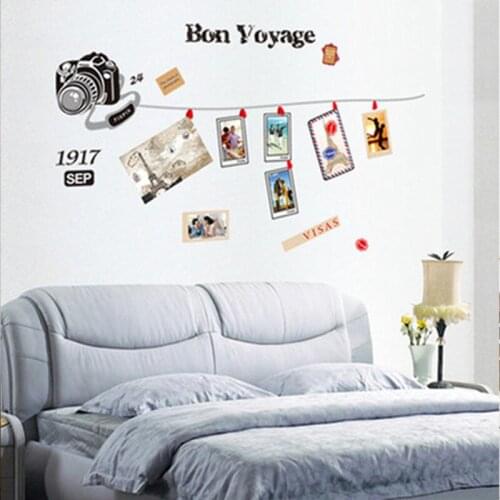 Vintage Wall Stickers Self-adhesive Study Bedroom Wall Decoration Vintage Style Old Camera Retro Stickers Wedding Decorations