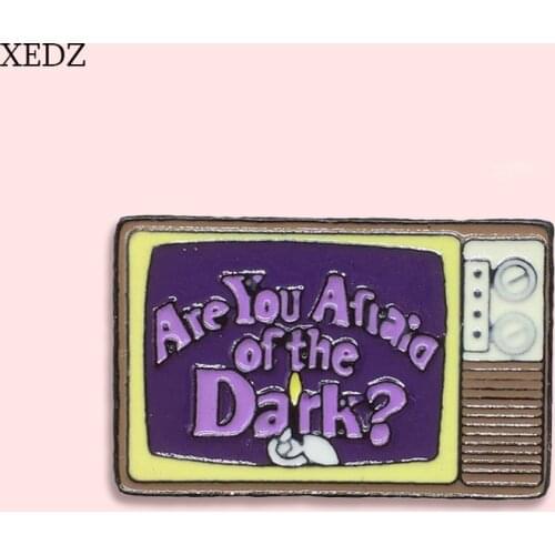 XEDZ New Purple TV Are You Afraid of the Dark? Text Brooch Fashion Personality Denim Pendant Jewelry Gift