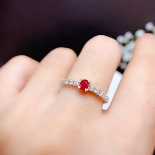 CoLife Jewelry 3mm * 4mm Natural Ruby Ring for Daily Wear 100% Natural Ruby Silver Ring 925 Silver Ruby Jewelry