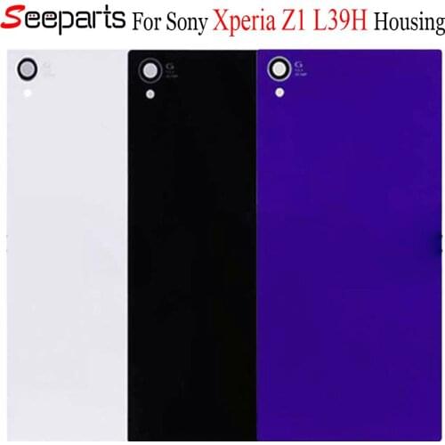 For 5.0" SONY Xperia Z1 L39h Back Battery Cover C6902 Rear Glass Door Housing Panel Replacement For SONY Z1 Battery Cover C6903