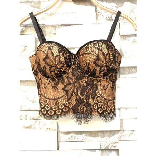 Women Lace Fashion 2020 Nightclub Sleeveless Dance Performance Vest High Street Outwear Sexy Bustier Crop Tops D-016