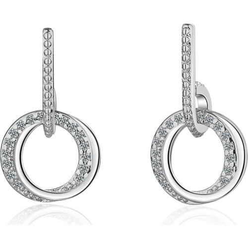 Women Wedding Engagement Statement Jewelry Geometric Circle Round Stud Earrings Female Anti-allergy Bijoux Brincos SCE767