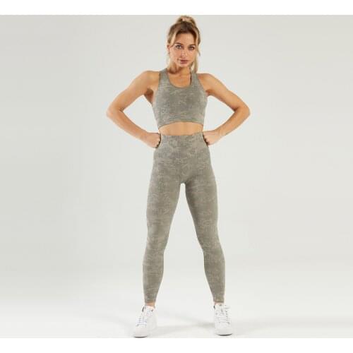 LANTECH Women Sports Suits Yoga Sets Clothes Tights Gym Fitness Pants Leggings Bra Clothes Seamless Sportswear Sports Active