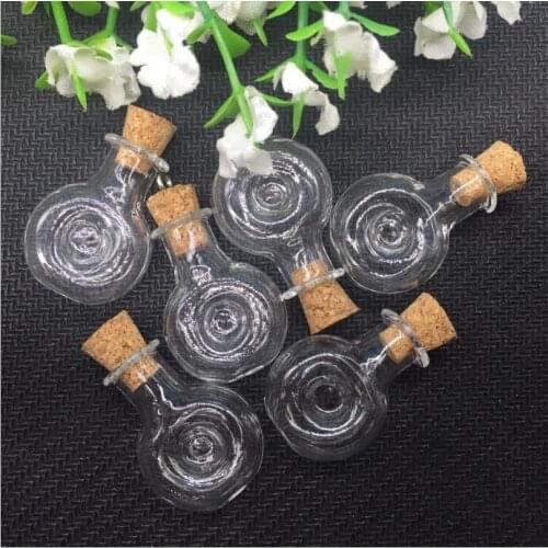 100sets/lot transparent Wishing glass Bottle jars diy Empty Corks Glass globe Hand-Blown Vial Necklace jewelry finding handmade