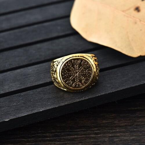 2017 Slavic Ring Helm of Awe Aegishjalmur Viking Ring Scandinavian Norse Jewelry Men Ring Free shipping