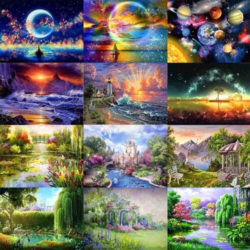 3D Diy Diamond Painting Cross Stitch Charming Beach Natural Beauty Diamond Embroidery Rhinestone Picture Mosaic Home Decoration