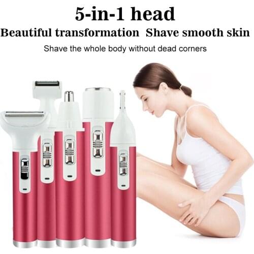5 in 1 Rechargable Female Epilator Women Electric Shaver Lady Hair Removal Machine Face Body Shaving Trimmer Bikini Depilatory