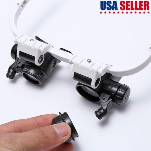 8X 15X 23X Magnification Headband Glasses Magnifier LED Light Glass Adjustable Binocular Loupe For Jewellery Watch Clock Repair