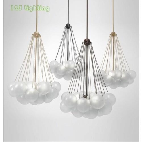 Artpad Europe Glass Chandelier Restaurant Cafe Decoration E27 Parlor Bedroom Lighting Fixtures Gold Black AC90-260V Loft Deco