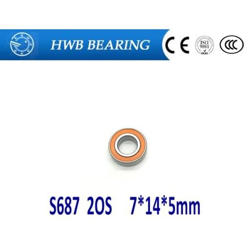 Free shipping 1PC 7X14X5mm S687 2OS CB ABEC7 S 687-2OS Stainless Steel Hybrid Ceramic Bearings/Fishing Reel Bearings